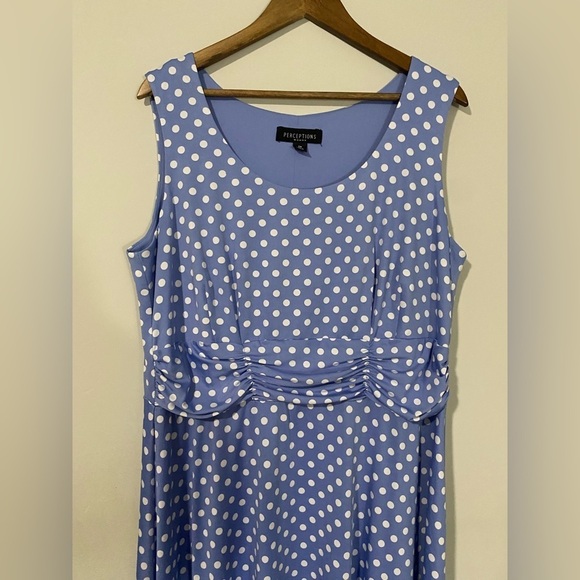Perceptions - Blue and White Polka Dots Dress - Picture 3 of 12
